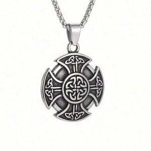 Silver Celtic Cross Pendant Necklace, Celtic Cross Necklace, Shield Necklace